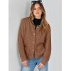 imageANRABESS Womens Tweed Knit Cardigan Sweater Casual Long Sleeve Cropped Button Down Lady Jackets 2025 Spring Fashion OutwearBrown