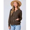 imageANRABESS Womens Tweed Knit Cardigan Sweater Casual Long Sleeve Cropped Button Down Lady Jackets 2025 Spring Fashion OutwearCoffee