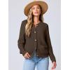 imageANRABESS Womens Tweed Knit Cardigan Sweater Casual Long Sleeve Cropped Button Down Lady Jackets 2025 Spring Fashion OutwearCoffee