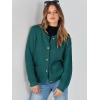 imageANRABESS Womens Tweed Knit Cardigan Sweater Casual Long Sleeve Cropped Button Down Lady Jackets 2025 Spring Fashion OutwearDeep Green