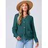 imageANRABESS Womens Tweed Knit Cardigan Sweater Casual Long Sleeve Cropped Button Down Lady Jackets 2025 Spring Fashion OutwearDeep Green