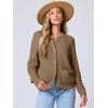 imageANRABESS Womens Tweed Knit Cardigan Sweater Casual Long Sleeve Cropped Button Down Lady Jackets 2025 Spring Fashion OutwearDeep Khaki