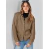 imageANRABESS Womens Tweed Knit Cardigan Sweater Casual Long Sleeve Cropped Button Down Lady Jackets 2025 Spring Fashion OutwearDeep Khaki