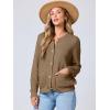 imageANRABESS Womens Tweed Knit Cardigan Sweater Casual Long Sleeve Cropped Button Down Lady Jackets 2025 Spring Fashion OutwearDeep Khaki