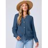 imageANRABESS Womens Tweed Knit Cardigan Sweater Casual Long Sleeve Cropped Button Down Lady Jackets 2025 Spring Fashion OutwearDusty Blue