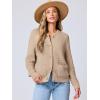 imageANRABESS Womens Tweed Knit Cardigan Sweater Casual Long Sleeve Cropped Button Down Lady Jackets 2025 Spring Fashion OutwearKhaki