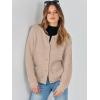 imageANRABESS Womens Tweed Knit Cardigan Sweater Casual Long Sleeve Cropped Button Down Lady Jackets 2025 Spring Fashion OutwearKhaki