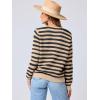 imageANRABESS Womens Tweed Knit Cardigan Sweater Casual Long Sleeve Cropped Button Down Lady Jackets 2025 Spring Fashion OutwearKhaki Black Strip
