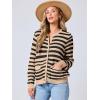 imageANRABESS Womens Tweed Knit Cardigan Sweater Casual Long Sleeve Cropped Button Down Lady Jackets 2025 Spring Fashion OutwearKhaki Black Strip