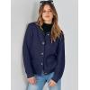 imageANRABESS Womens Tweed Knit Cardigan Sweater Casual Long Sleeve Cropped Button Down Lady Jackets 2025 Spring Fashion OutwearNavy Blue