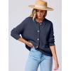 imageANRABESS Womens Tweed Knit Cardigan Sweater Casual Long Sleeve Cropped Button Down Lady Jackets 2025 Spring Fashion OutwearNavy Blue
