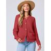 imageANRABESS Womens Tweed Knit Cardigan Sweater Casual Long Sleeve Cropped Button Down Lady Jackets 2025 Spring Fashion OutwearRed