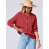 imageANRABESS Womens Tweed Knit Cardigan Sweater Casual Long Sleeve Cropped Button Down Lady Jackets 2025 Spring Fashion OutwearRed
