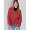 imageANRABESS Womens Tweed Knit Cardigan Sweater Casual Long Sleeve Cropped Button Down Lady Jackets 2025 Spring Fashion OutwearRed