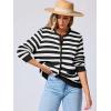 imageANRABESS Womens Tweed Knit Cardigan Sweater Casual Long Sleeve Cropped Button Down Lady Jackets 2025 Spring Fashion OutwearWhite Black Strip