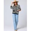 imageANRABESS Womens Tweed Knit Cardigan Sweater Casual Long Sleeve Cropped Button Down Lady Jackets 2025 Spring Fashion OutwearWhite Black Strip