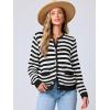 imageANRABESS Womens Tweed Knit Cardigan Sweater Casual Long Sleeve Cropped Button Down Lady Jackets 2025 Spring Fashion OutwearWhite Black Strip