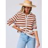 imageANRABESS Womens Tweed Knit Cardigan Sweater Casual Long Sleeve Cropped Button Down Lady Jackets 2025 Spring Fashion OutwearWhite Orange Strip