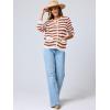 imageANRABESS Womens Tweed Knit Cardigan Sweater Casual Long Sleeve Cropped Button Down Lady Jackets 2025 Spring Fashion OutwearWhite Orange Strip