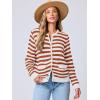 imageANRABESS Womens Tweed Knit Cardigan Sweater Casual Long Sleeve Cropped Button Down Lady Jackets 2025 Spring Fashion OutwearWhite Orange Strip