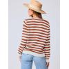 imageANRABESS Womens Tweed Knit Cardigan Sweater Casual Long Sleeve Cropped Button Down Lady Jackets 2025 Spring Fashion OutwearWhite Orange Strip