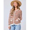 imageANRABESS Womens Tweed Knit Cardigan Sweater Casual Long Sleeve Cropped Button Down Lady Jackets 2025 Spring Fashion OutwearWhite Orange Strip