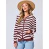 imageANRABESS Womens Tweed Knit Cardigan Sweater Casual Long Sleeve Cropped Button Down Lady Jackets 2025 Spring Fashion OutwearWhite Red Strip