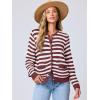imageANRABESS Womens Tweed Knit Cardigan Sweater Casual Long Sleeve Cropped Button Down Lady Jackets 2025 Spring Fashion OutwearWhite Red Strip