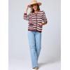imageANRABESS Womens Tweed Knit Cardigan Sweater Casual Long Sleeve Cropped Button Down Lady Jackets 2025 Spring Fashion OutwearWhite Red Strip