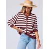 imageANRABESS Womens Tweed Knit Cardigan Sweater Casual Long Sleeve Cropped Button Down Lady Jackets 2025 Spring Fashion OutwearWhite Red Strip