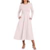 imageANRABESS Womens Long Sleeve Midi Dress 2025 Fall Fashion Patchwork Ribbed Knit Tight Top Casual Flowy Swing Dresses PocketsBeige
