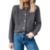 imageANRABESS Womens Tweed Knit Cardigan Sweater Casual Long Sleeve Cropped Button Down Lady Jackets 2025 Spring Fashion OutwearDark Grey