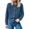 imageANRABESS Womens Tweed Knit Cardigan Sweater Casual Long Sleeve Cropped Button Down Lady Jackets 2025 Spring Fashion OutwearDusty Blue