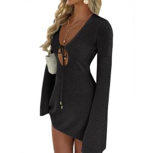 imageANRABESS Womens Swimsuit Crochet Swim Cover Up Summer Bathing Suit Swimwear Hollow Out Mesh Knit Beach Dress Vacation OutfitsBlack
