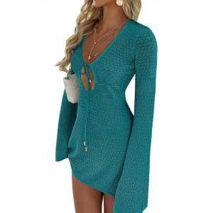 imageANRABESS Womens Swimsuit Crochet Swim Cover Up Summer Bathing Suit Swimwear Hollow Out Mesh Knit Beach Dress Vacation OutfitsLake