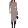 imageANRABESS Women Long Sleeve Crewneck Sweater Dress Ribbed Knit Stretch Slim Fit Bodycon Midi Dresses Fall Fashion OutfitsAlmond