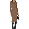 imageANRABESS Women Long Sleeve Crewneck Sweater Dress Ribbed Knit Stretch Slim Fit Bodycon Midi Dresses Fall Fashion OutfitsBrown