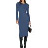 imageANRABESS Women Long Sleeve Crewneck Sweater Dress Ribbed Knit Stretch Slim Fit Bodycon Midi Dresses Fall Fashion OutfitsDusty Blue