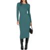imageANRABESS Women Long Sleeve Crewneck Sweater Dress Ribbed Knit Stretch Slim Fit Bodycon Midi Dresses Fall Fashion OutfitsGreen Blue