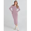 imageANRABESS Women Long Sleeve Crewneck Sweater Dress Ribbed Knit Stretch Slim Fit Bodycon Midi Dresses Fall Fashion OutfitsLight Purple