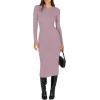 imageANRABESS Women Long Sleeve Crewneck Sweater Dress Ribbed Knit Stretch Slim Fit Bodycon Midi Dresses Fall Fashion OutfitsLight Purple