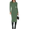 imageANRABESS Women Long Sleeve Crewneck Sweater Dress Ribbed Knit Stretch Slim Fit Bodycon Midi Dresses Fall Fashion OutfitsOlive