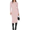 imageANRABESS Women Long Sleeve Crewneck Sweater Dress Ribbed Knit Stretch Slim Fit Bodycon Midi Dresses Fall Fashion OutfitsPink