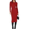 imageANRABESS Women Long Sleeve Crewneck Sweater Dress Ribbed Knit Stretch Slim Fit Bodycon Midi Dresses Fall Fashion OutfitsRed