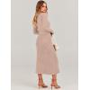 imageANRABESS Women Long Sleeve V Neck Aline Tie Waist Slim Fit Ribbed Knit Bodycon Midi Sweater Dress 2025 Fall Trendy OutfitsAlmond
