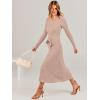 imageANRABESS Women Long Sleeve V Neck Aline Tie Waist Slim Fit Ribbed Knit Bodycon Midi Sweater Dress 2025 Fall Trendy OutfitsAlmond