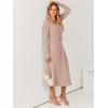 imageANRABESS Women Long Sleeve V Neck Aline Tie Waist Slim Fit Ribbed Knit Bodycon Midi Sweater Dress 2025 Fall Trendy OutfitsAlmond
