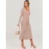 imageANRABESS Women Long Sleeve V Neck Aline Tie Waist Slim Fit Ribbed Knit Bodycon Midi Sweater Dress 2025 Fall Trendy OutfitsAlmond