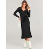 imageANRABESS Women Long Sleeve V Neck Aline Tie Waist Slim Fit Ribbed Knit Bodycon Midi Sweater Dress 2025 Fall Trendy OutfitsBlack