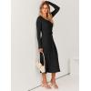imageANRABESS Women Long Sleeve V Neck Aline Tie Waist Slim Fit Ribbed Knit Bodycon Midi Sweater Dress 2025 Fall Trendy OutfitsBlack
